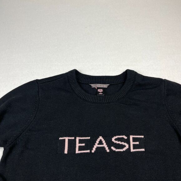 Victorias Secret Y2K Tease Graphic Print Sweater Black Lounge Comfort Pullover - Picture 3 of 10